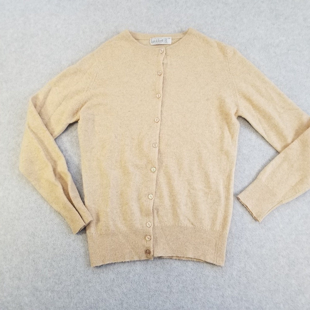 Lyle & Scott Cashmere Cardigan Womens Size Small 3c Beige Soft Knit Sweater‎
